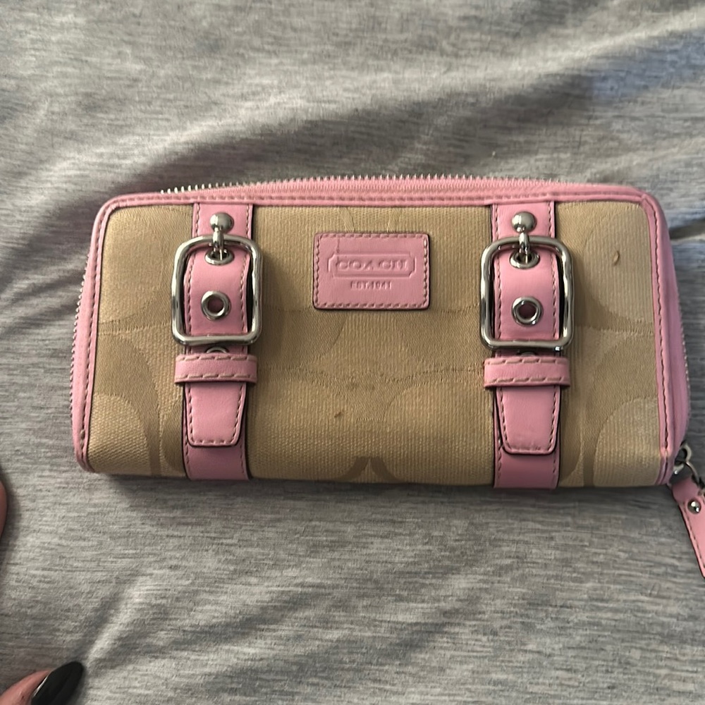 Coach Tan and pink wallet